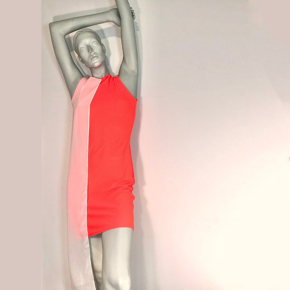 NWT - ASOS Orange/Pink Dress with Chiffon Overlay